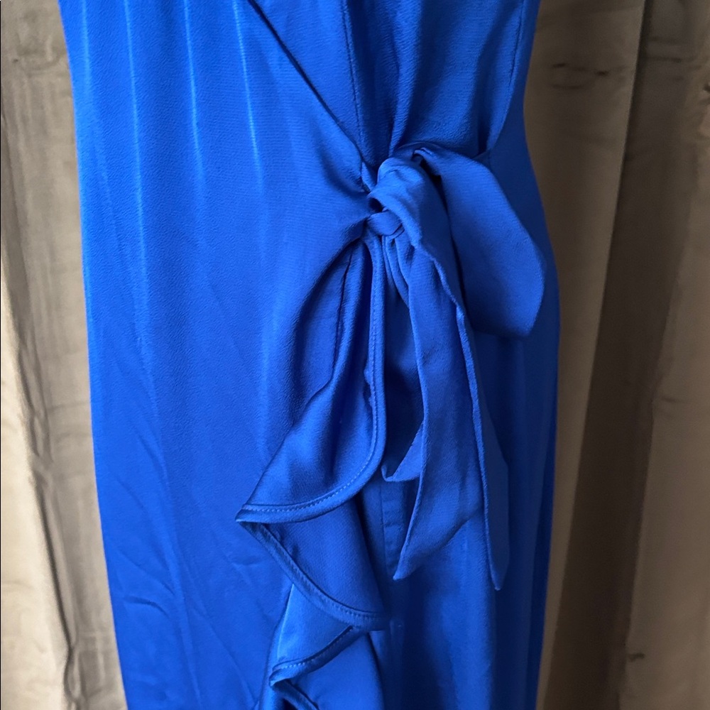 Azulu Cobalt Blue Ruffled wrap maxi Dress, S - Picture 4 of 8